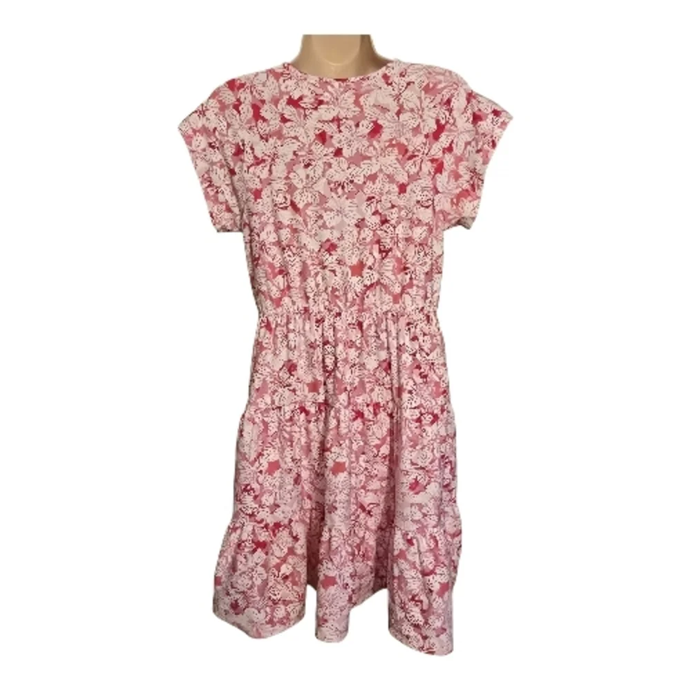 NOBO No Boundaries Pink Floral Tiered Mini Dress L (11-13) V-Neck Casual - Picture 4 of 15